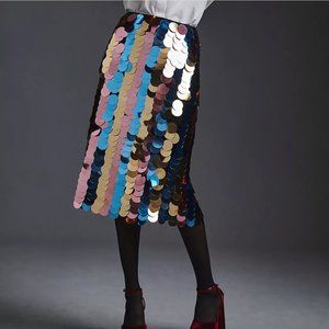 NWT NEW Anthropologie - Maeve Side-Slit Sequin Skirt M